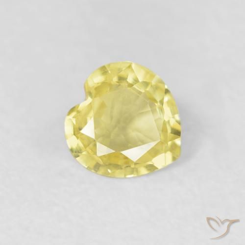 0.34 ct Yellow Sapphire Stone, Natural Sapphire in Heart Facet Shape for Sale