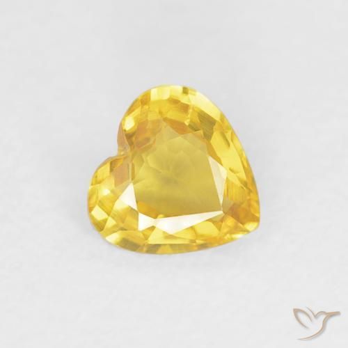 0.36 ct Golden Sapphire Stone, Natural Sapphire in Heart Facet Shape for Sale