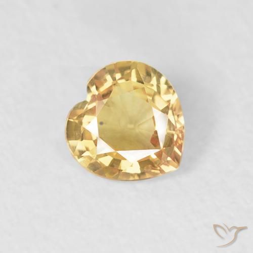 0.39 ct Golden Sapphire Stone, Natural Sapphire in Heart Facet Shape for Sale