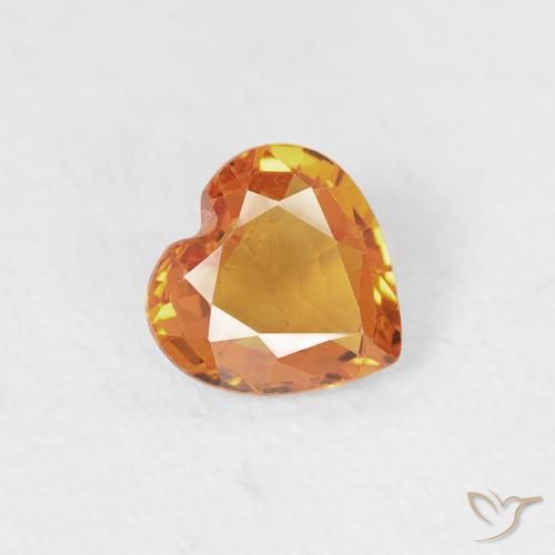 0.36 ct Orange Sapphire Stone, Natural Sapphire in Heart Facet Shape for Sale
