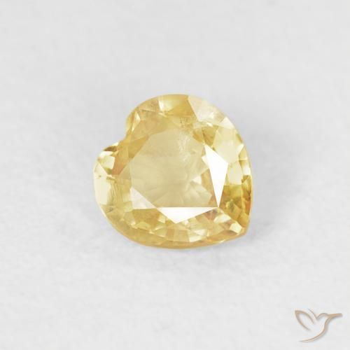 0.39 ct Yellow Sapphire Stone, Natural Sapphire in Heart Facet Shape for Sale