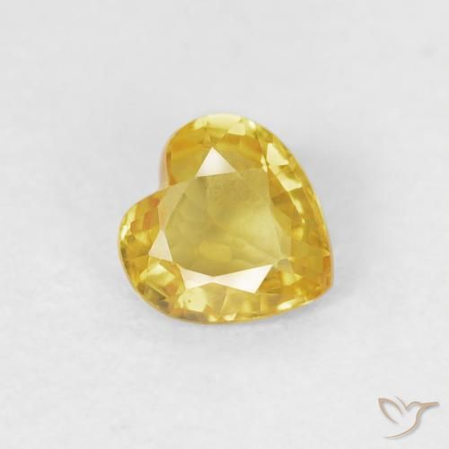0.42ct Natural Medium Yellow Sapphire, Heart, VS