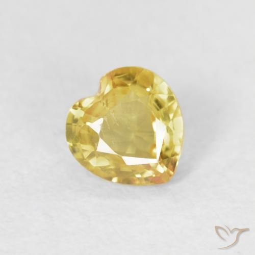 0.44 ct Yellow Sapphire Stone, Natural Sapphire in Heart Facet Shape for Sale