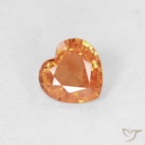 0.36ct Natural Medium Orange Sapphire, Heart, VS