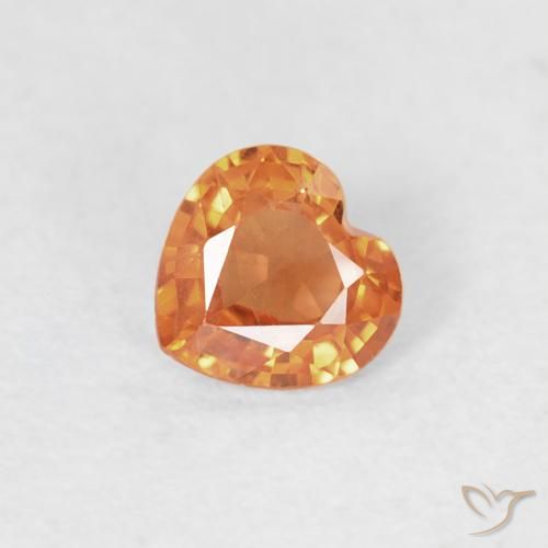 0.36 ct Orange Sapphire Stone, Natural Sapphire in Heart Facet Shape for Sale