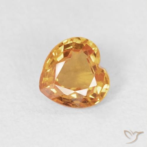 0.47ct Natural Orange-Gold Sapphire, Heart, VS