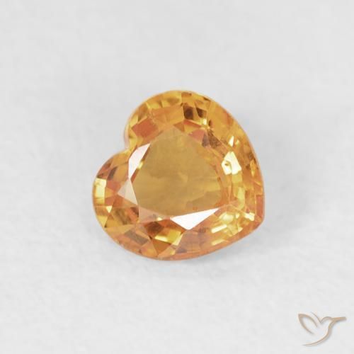 0.47 ct Golden Sapphire Stone, Natural Sapphire in Heart Facet Shape for Sale