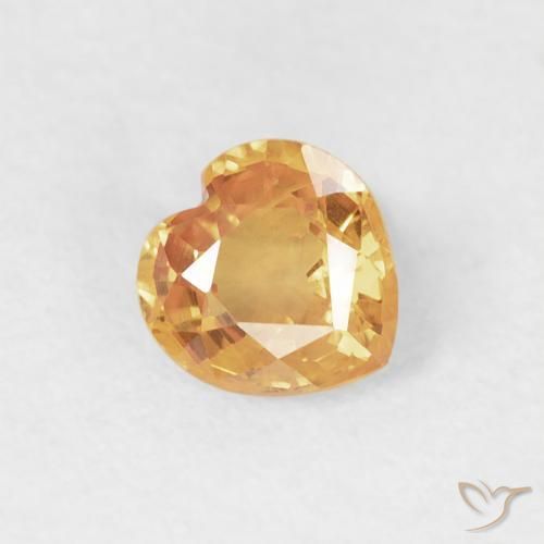 0.41 ct Golden Sapphire Stone, Natural Sapphire in Heart Facet Shape for Sale