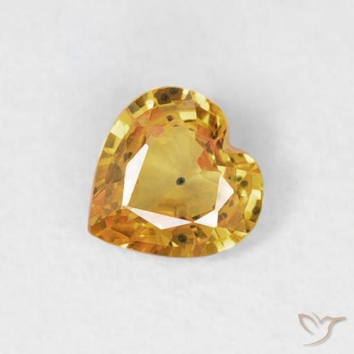 0.35ct Natural Medium Orange-Gold Sapphire, Heart, VS