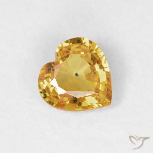 0.35 ct Golden Sapphire Stone, Natural Sapphire in Heart Facet Shape for Sale