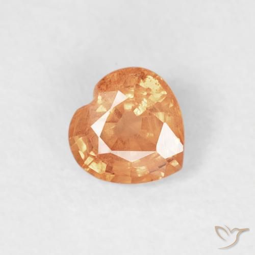 0.45ct Natural Medium Orange Sapphire, Heart, VS-SI