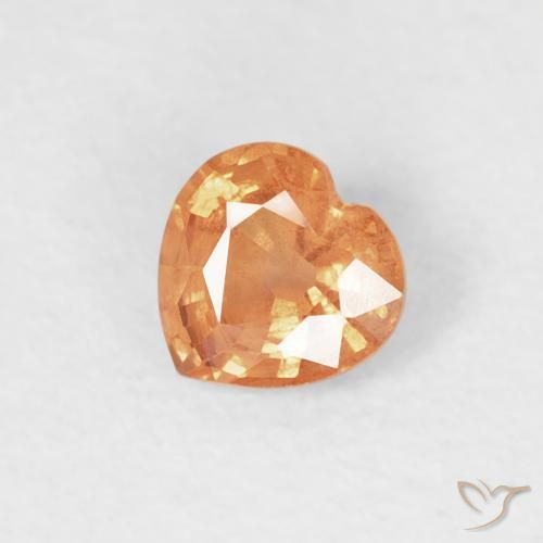 0.45 ct Orange Sapphire Stone, Natural Sapphire in Heart Facet Shape for Sale