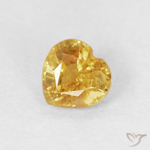 0.44 ct Golden Sapphire Stone, Natural Sapphire in Heart Facet Shape for Sale