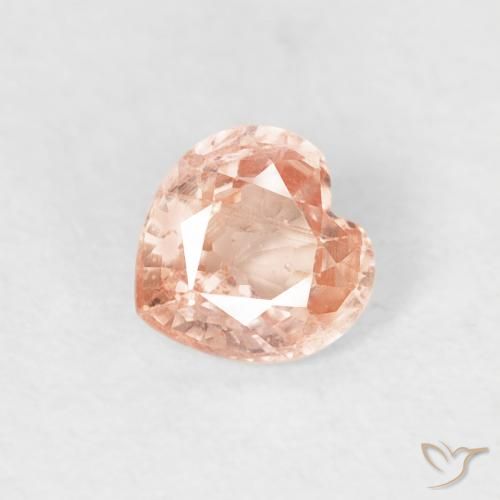 0.41ct Natural Peach Orange Sapphire, Heart, VS-SI