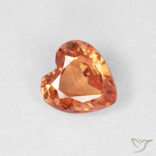 0.29ct Natural Medium Orange Sapphire, Heart, VVS