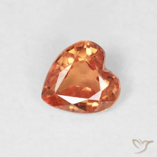 0.29 ct Orange Sapphire Stone, Natural Sapphire in Heart Facet Shape for Sale