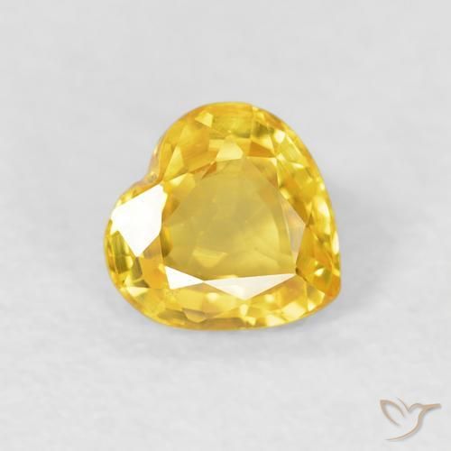 0.48 ct Golden Sapphire Stone, Natural Sapphire in Heart Facet Shape for Sale