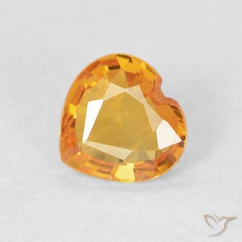 0.42ct Natural Orange-Gold Sapphire, Heart, VVS