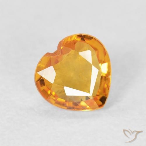 0.42 ct Golden Sapphire Stone, Natural Sapphire in Heart Facet Shape for Sale