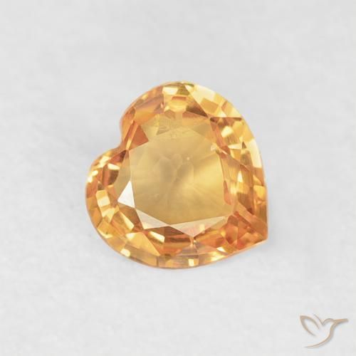 0.33ct Natural Orange-Gold Sapphire, Heart, VVS