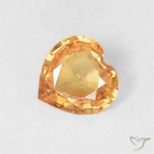0.33 ct Golden Sapphire Stone, Natural Sapphire in Heart Facet Shape for Sale