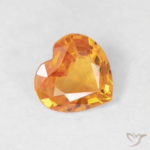 0.34 ct Golden Sapphire Stone, Natural Sapphire in Heart Facet Shape for Sale