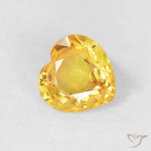0.44 ct Golden Sapphire Stone, Natural Sapphire in Heart Facet Shape for Sale