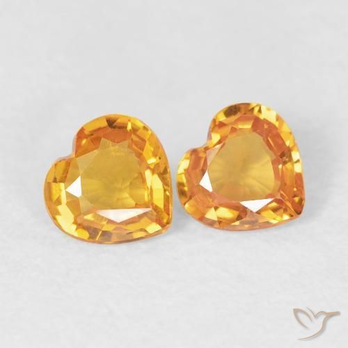 0.69ctw Natural Medium Orange Sapphire, Heart, VVS-VS