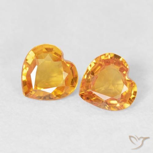 0.69 ctw Golden Sapphire Stones, Natural Sapphire in Heart Facet Shape for Sale