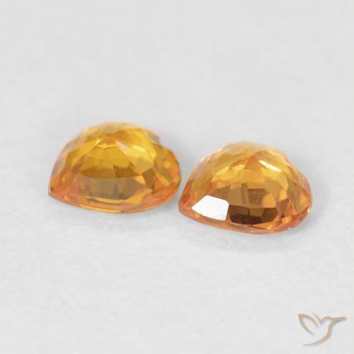 Sapphire Gemstones in 4.5 x 4.4 mm Size for Sale, Sapphire Stones in Medium Orange Color