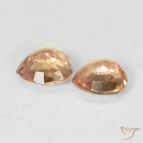 Sapphire Gemstones in 4.7 x 4.5 mm Size for Sale, Sapphire Stones in Peach-Golden Color