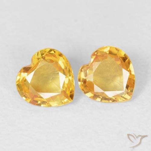 0.72 ctw Golden Sapphire Stones, Natural Sapphire in Heart Facet Shape for Sale
