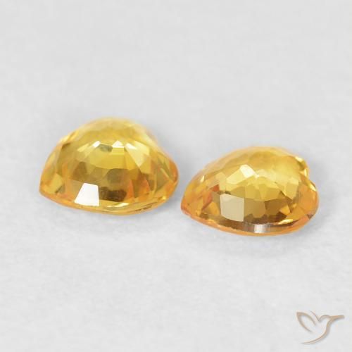 Sapphire Gemstones in 4.6 x 4.6 mm Size for Sale, Sapphire Stones in Medium Golden Color