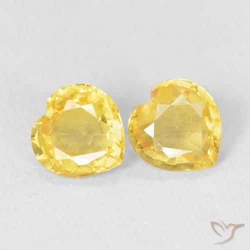 0.75 ctw Yellow Sapphire Stones, Natural Sapphire in Heart Facet Shape for Sale