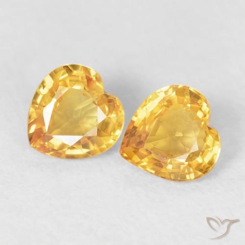 0.93 ctw Golden Sapphire Stones, Natural Sapphire in Heart Facet Shape for Sale