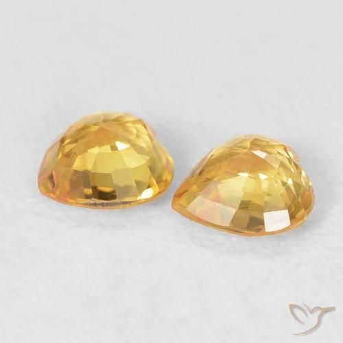 Sapphire Gemstones in 4.8 x 4.6 mm Size for Sale, Sapphire Stones in Bright Gold Color