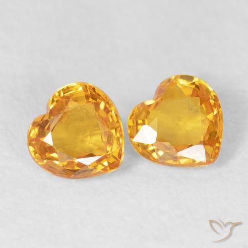 0.85 ctw Golden Sapphire Stones, Natural Sapphire in Heart Facet Shape for Sale