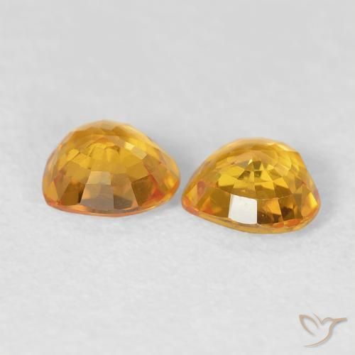 Sapphire Gemstones in 4.6 x 4.5 mm Size for Sale, Sapphire Stones in Deep Orange-Gold Color