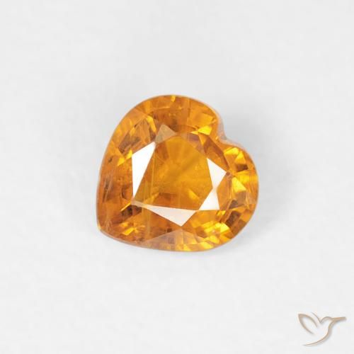 0.37ct Natural Medium Orange Sapphire, Heart, VS-SI