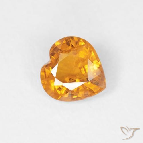 0.37 ct Orange Sapphire Stone, Natural Sapphire in Heart Facet Shape for Sale