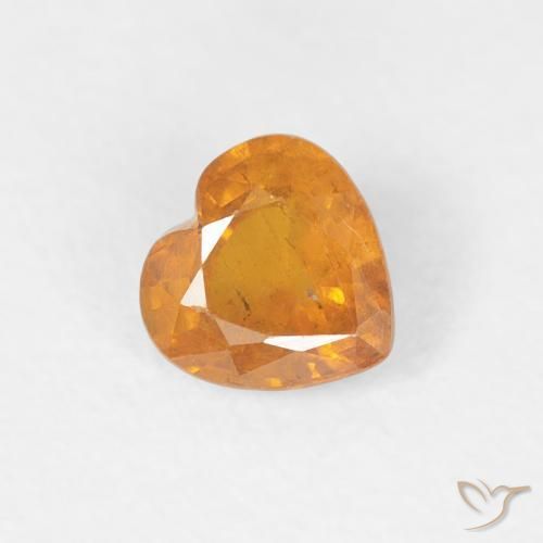 0.46ct Natural Amber Orange Sapphire, Heart, VS-SI