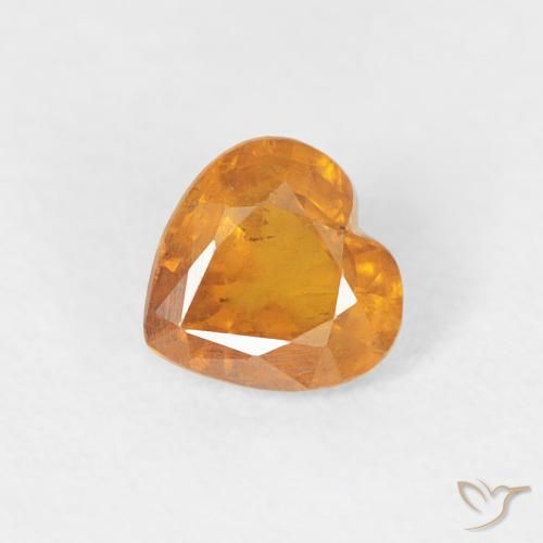 0.46 ct Orange Sapphire Stone, Natural Sapphire in Heart Facet Shape for Sale