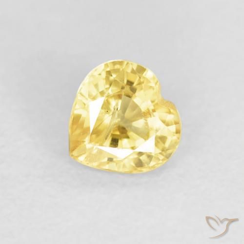 0.46ct Natural Medium Yellow Sapphire, Heart, VS-SI, Photo A