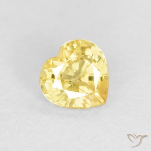 0.46 ct Yellow Sapphire Stone, Natural Sapphire in Heart Facet Shape for Sale