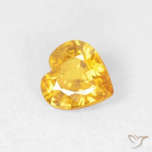 0.40 ct Golden Sapphire Stone, Natural Sapphire in Heart Facet Shape for Sale