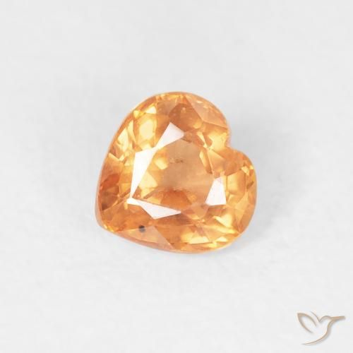 0.45ct Natural Medium Orange Sapphire, Heart, VS