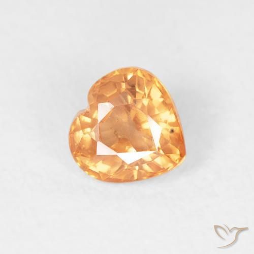 0.45 ct Orange Sapphire Stone, Natural Sapphire in Heart Facet Shape for Sale
