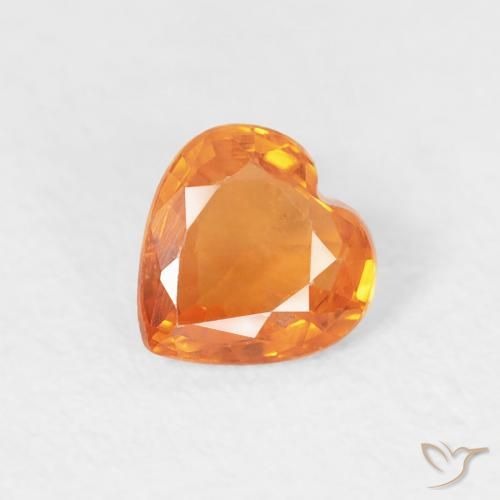 0.41ct Natural Bright Orange Sapphire, Heart, VS