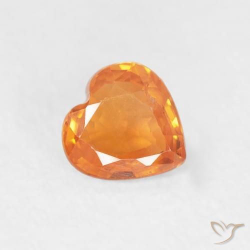 0.41 ct Orange Sapphire Stone, Natural Sapphire in Heart Facet Shape for Sale