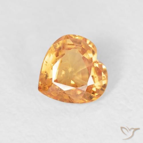 0.46ct Natural Bright Orange Sapphire, Heart, VS